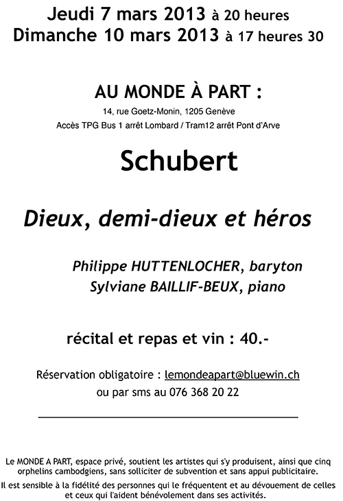 « Dieux, demi-dieux et héros » chant et piano Philippe Huttenlocher et Sylviane Baillif-Beux