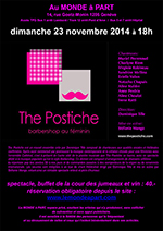The Postiche - Barbershop au féminin - chanteuses : Muriel Perrenoud, Charlyne Riem, Virginie Robineau, Sandrine Mellina, Estelle Vidon, Natacha Chapuis, Aline Stalder, Anne Perdrix, Aline Choulot, Irene Ratti - Direction : Dominique Tille - Mise en scène : Stéfanie Mango dimanche 23 novembre 2014 à 18h00