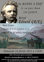 « Récital Edvard Grieg » piano Gilles Landini