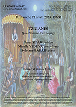 " TZIGANES, questionner leur voyage " Ömer SIPAHI, violon - Mirella VEDEVA, contrebasse - Sylviane BAILLIF, piano  Dimanche 23 avril 2023, à 19h 